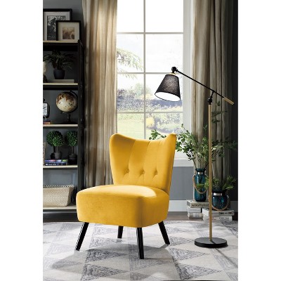 Sapphtopaz Accent Chair Unique Style Velvet Lounge Chair with  Button-Tufted Back Wood Legs Living Room Chair Comfy Chair