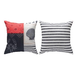 Manual Woodworkers & Weavers Outdoor Safe Pillow – Coastal Lobster Graphic 18" Square - 1 of 3