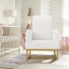 Modern Upholstered Rocking Chair, Oversized Glider Rocking Chair with High Backrest, Rubberwood Leg, Side Pockets, Accent Armchair - 3 of 4
