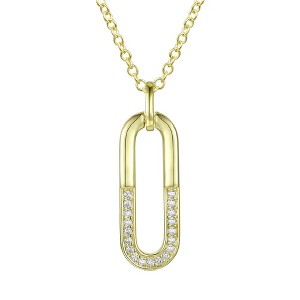 14K gold plated geometric pendant necklace with sparkling cubic zirconia for a contemporary elegance - 1 of 3