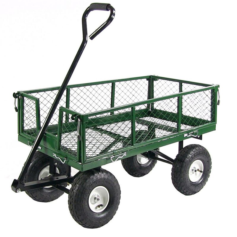 Sunnydaze Outdoor Lawn and Garden Heavy-Duty Durable Steel Mesh Utility Wagon Cart with Removable Sides, 1 of 14