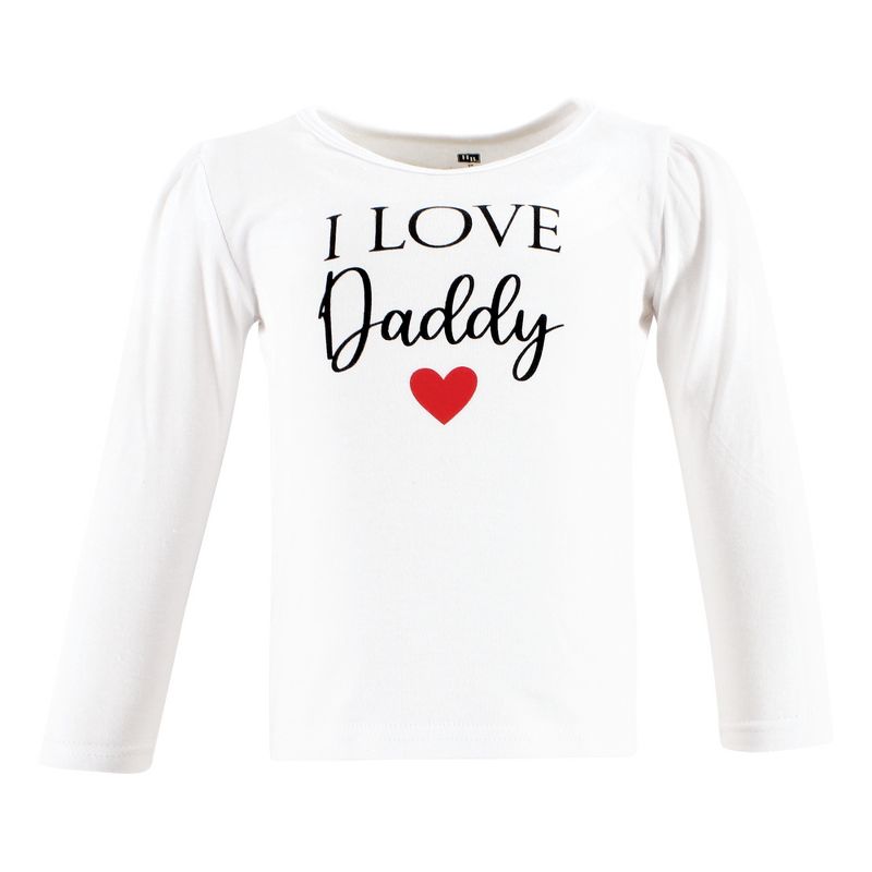 Hudson Baby Infant Girl Long Sleeve T-Shirts, Girl Daddy Red Black, 3 of 6