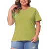 Agnes Orinda Women's Plus Size Basic Casual V Neck Short Sleeve Plain T-shirts - 2 of 4
