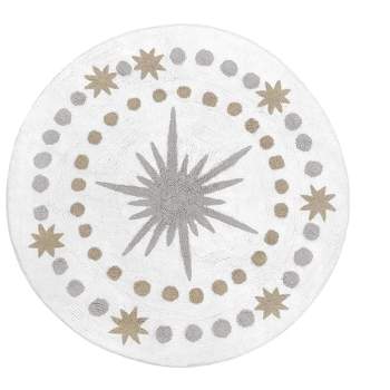 Sweet Jojo Designs Girl Kids Accent Floor Rug Celestial 30 in. Round Gold and Grey
