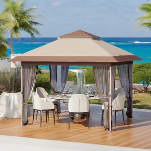 12x12 FT Waterproof Gazebo Tent with Double Roof & Mosquito Netting, Outdoor Canopy for Patio, Garden, Backyard, Easy Setup, Includes Carry Bag - 1 of 4
