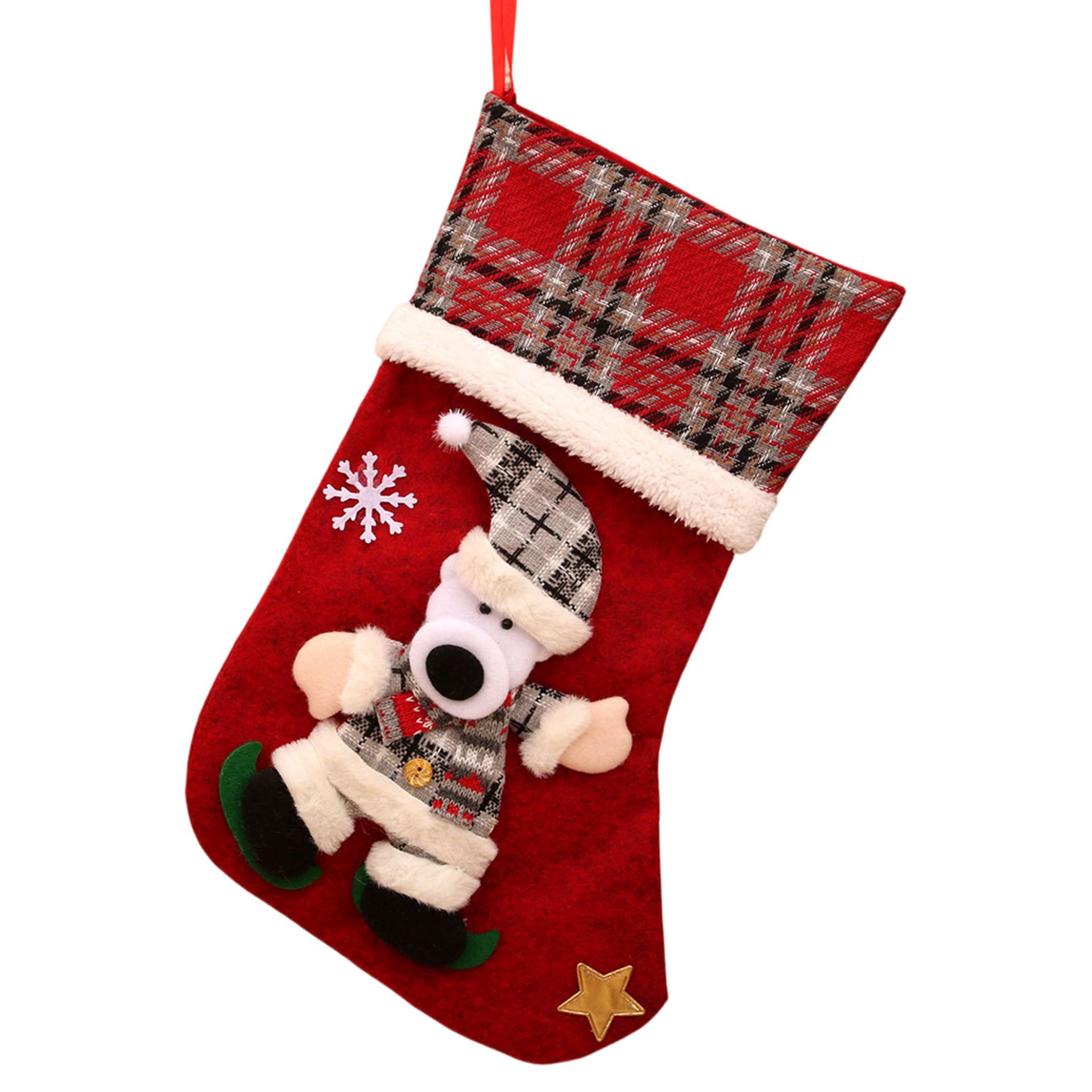 REGALWOVEN Adorable Mascot Christmas Stockings Reinforced Secure Hanging Loop Wide Neck Opening Spacious Pouch 1 Pack