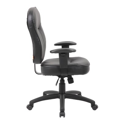 Boss 26'' Adjustable Black LeatherPlus Task Chair with Swivel
