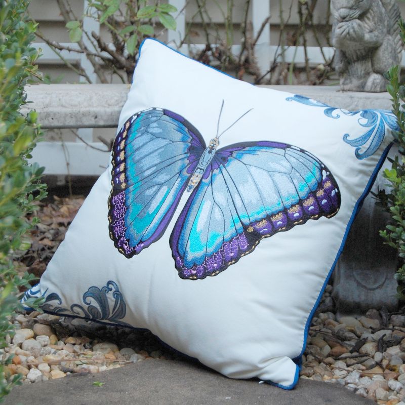 RightSide Designs Bold Blue Butterfly Indoor/Outdoor Throw Pillow, 4 of 6