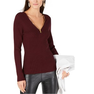 I.N.C International Concepts Womens Zipper V Pullover Sweater, Red, X-Large - 1 of 1