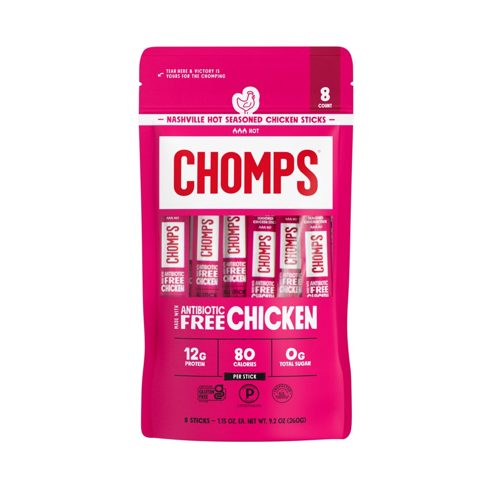 Chomps Snack Sticks Nashville Hot Chicken Meat Sticks - 9.2oz/8ct