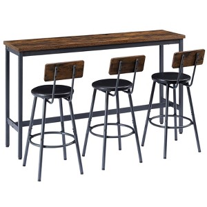 NicBex 4-Piece Bar Table Set with 3 Upholstered PU Bar Stools,Industrial Long Bar Table and 4 Chairs for Dining Room - 1 of 4