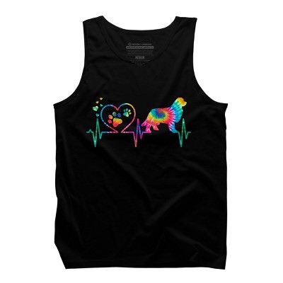 Men's Design By Humans Newfoundland Tie Dye Heart Beat Paw Prints By MiuMiuShop Tank Top
