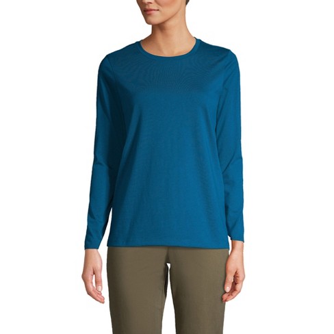 Lands' End Women's Tall Relaxed Supima Cotton Long Sleeve Crew Neck T ...