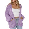 Coolmee Women's Open Front Chunky Knit Cardigan Loose Lantern Long Sleeve Oversized Sweater Coats with Pocket - 2 of 4