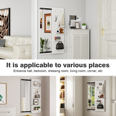 Vynxaria Wall-Mounted Full-Length Mirror with Shelves ¨C Stylish & Space-Saving Solution