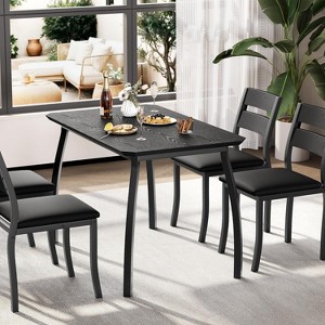 Modern 5-Piece Dining Set for 4,  Chair Set with Comfy Padded Seats, Sturdy Metal Frame, Space-Saving Design,  Perfect for Home & Apartment - 1 of 4