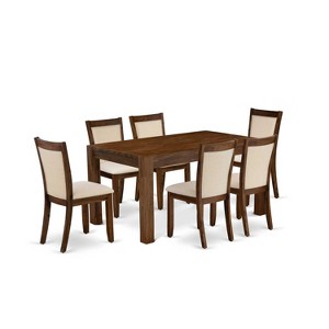 HomeStock 7-Piece Sand Blasted Black Finish Solid Wood Top Dining Table with 6 Chairs - 1 of 4