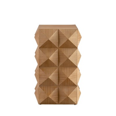 NicBex 23.6" Square Retro Side Table Carved Wood Pattern Nightstand or Accent Table for Bedroom