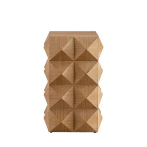 NicBex 23.6" Square Retro Side Table Carved Wood Pattern Nightstand or Accent Table for Bedroom - 1 of 4