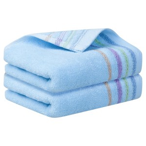 Unique Bargains Colorful Striped Pattern Comfort Quick-Drying Hand Towel for Travel Camp 2 Packs - 1 of 4