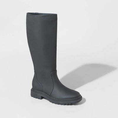 Women's Judy Lug Soled Tall Boots - A New Day™ Black