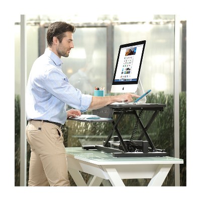 PowerPro 40" Black Electric Adjustable Standing Desk Converter with USB