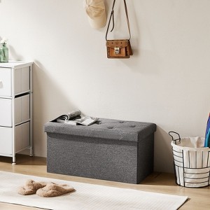NicBex 30" Storage Bench Rectangle Ottoman with Storage Padded Seat Cushion Lounge Box for Bedroom, Entryway - 1 of 4