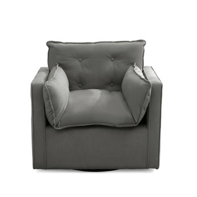 Swivel Accent Chair, Club Arm Chair Oversized Swivel Single Sofa Chair, Large Modern Linen Fabric Barrel Armchair