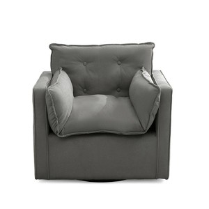 Swivel Accent Chair, Club Arm Chair Oversized Swivel Single Sofa Chair, Large Modern Linen Fabric Barrel Armchair - 1 of 4