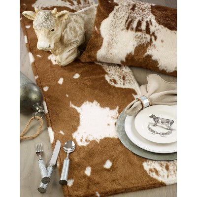 Urban Faux Cowhide Brown and White Square Pillow