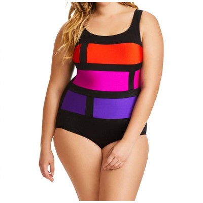 Women's Color Block One Piece Swimsuit - Longitude
