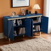 60" Retro Buffet Cabinet with Storage, 4-Door Vintage Sideboard Cabinet with Dimensional Effect Doors,Adjustable Shelves for Dining Room, Kitchen - 2 of 4