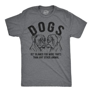 Mens Funny T Shirts Dogs Get Blamed For More Farts Than Any Other Animal Sarcastic Graphic Novelty Tee For Men - Crazy Dog Men's T Shirt - 1 of 4