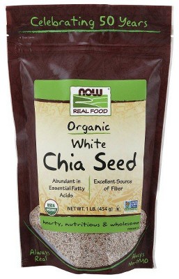 Now Foods Organic White Chia Seeds  -  1 lbs Seed