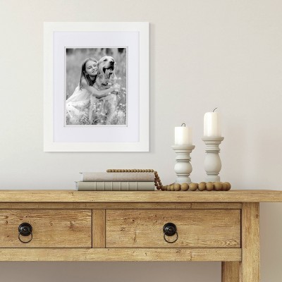 Classic White Wood 11x14 Floating Tabletop and Wall Frame
