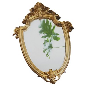 Slickblue Vintage Baroque-Style Gold Mirror 12.25" H Oval Resin Frame for Tabletop or Wall Display - 1 of 3