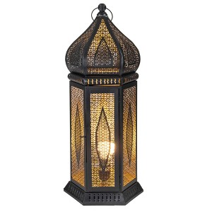 Northlight Moroccan Style Lantern Table Lamp - 23.5" - Black and Gold - 1 of 4