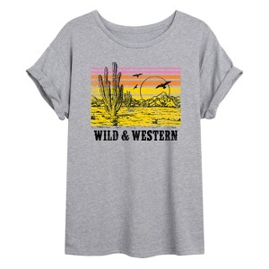 Women's - Instant Message - Wild and Western Oversized Graphic T-Shirt - 1 of 4
