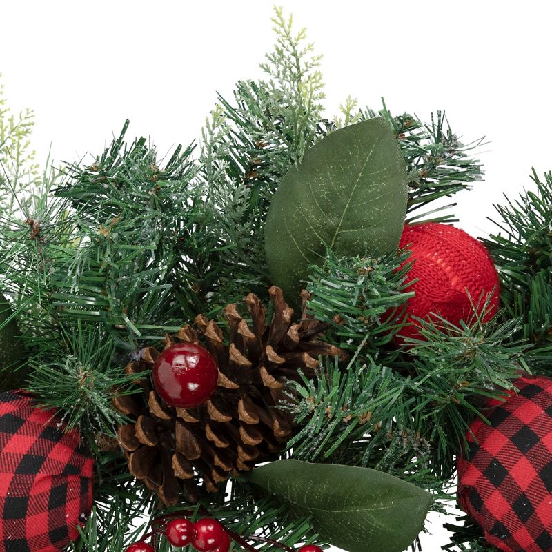 Northlight 6' Green Pine Artificial Christmas Garland with Plaid Ornaments and Bows, 4 of 5