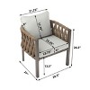 2-Piece Outdoor Metal Patio Club Chairs with Rope Weave and Cushions,Modern Deep Seating for Garden,Porch,Balcony-The Pop Home - 4 of 4