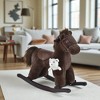 Mshliw Kids Plush Rocking Horse with Bear Toy, Ride-On Toddler Rocker with Sounds, Soft Chair with Curved Wooden Base for Kids, Halloween gift - 2 of 4