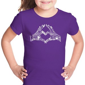 LA Pop Art Girl's Word Art T-shirt - Finger Heart - 1 of 4