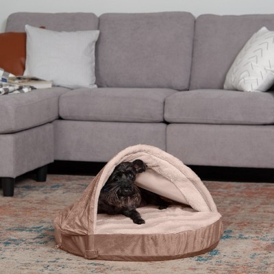 Large Brownstone Velvet Orthopedic Outdoor Dog Bed