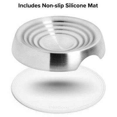 Stainless Steel Non-Slip Shallow Cat Food Bowls, Set of 2