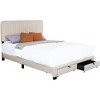 Queen Size Upholstered Bed Frame, 43.5''/ 47.5'' Adjustable Tufted Headboard, 2 Drawers, Storage for Bedroom, Beige - 4 of 4