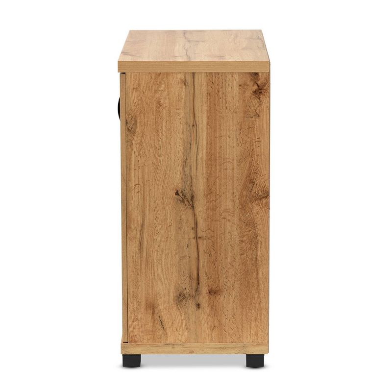 Zentra Wood 2 Door Storage Cabinet with Glass Doors Oak Brown/Black - Baxton Studio, 5 of 12