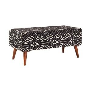 Simple Relax Upholstered Storage Bench in Black and White - 1 of 4