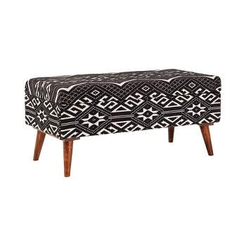 Simple Relax Upholstered Storage Bench in Black and White