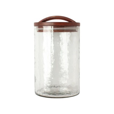 Slickblue Handblown Hammered Pebbled Finish Glass Storage Canister with Lid, Airtight Seal, Multiple Size & Color Option