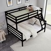INFURNIC Beds Twin Over Full Bunk Bed with Guardrails Sturdy Wooden Frame and Ladder for Kids Teens, Black, 78.35"*59.06"*61.81" - 2 of 4
